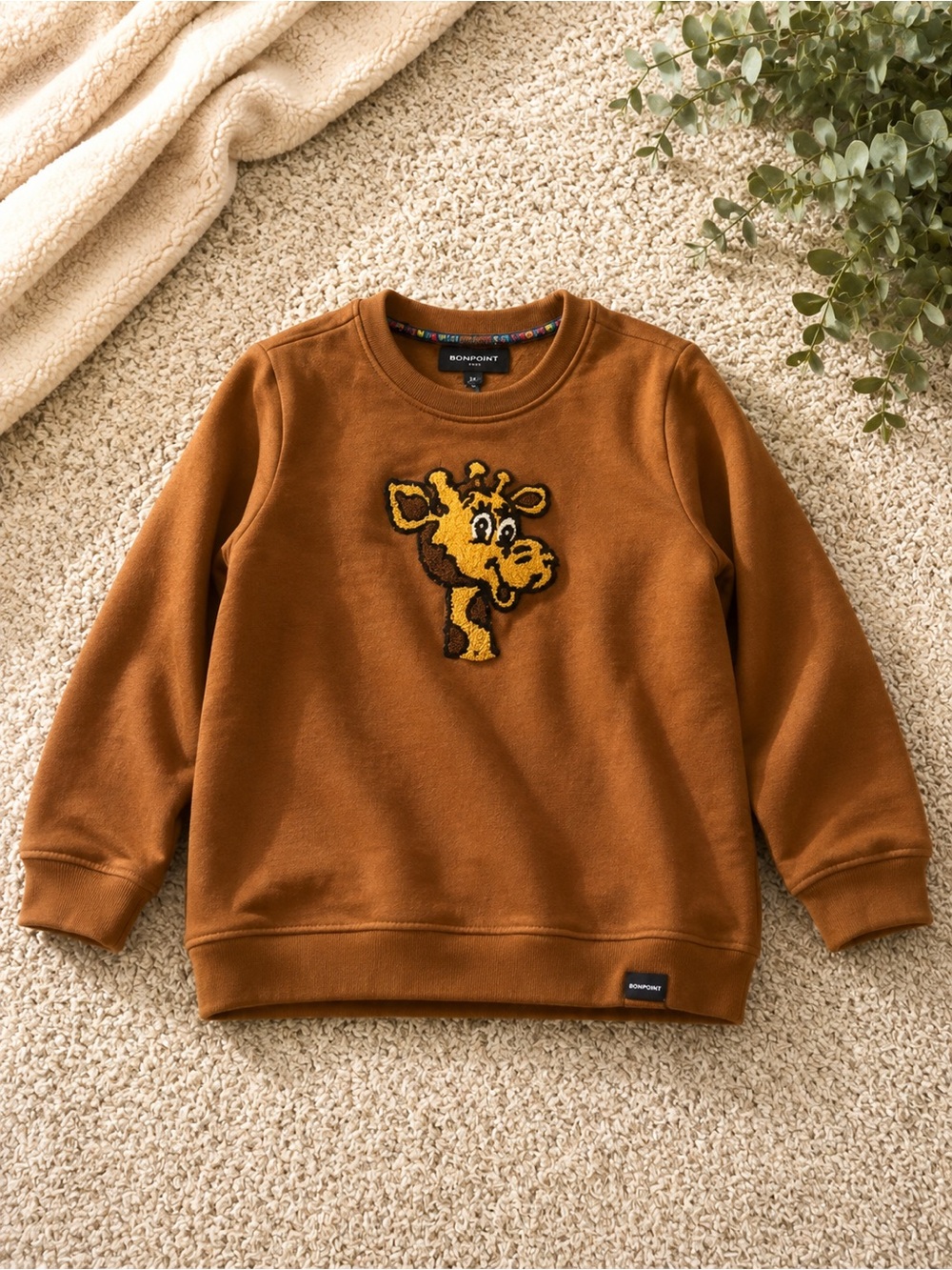 Bonobos Rust Brown Giraffe Appliqué Crewneck Sweatshirt